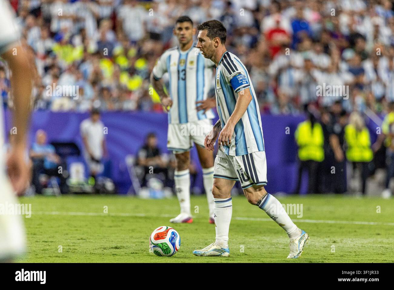 KANSAS, - 11 LUGLIO: Lionel Messi durante la partita degli ottavi di finale della Coppa del Mondo FIFA 2026 tra Argentina e Svizzera allo Kansas Stadium l'11 luglio 2026 i Foto Stock