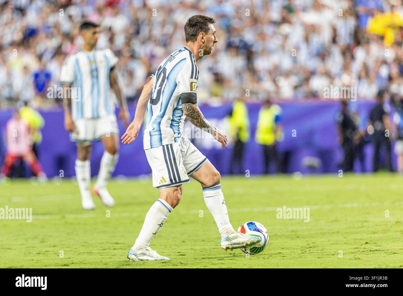 KANSAS, - 11 LUGLIO: Lionel Messi durante la partita degli ottavi di finale della Coppa del Mondo FIFA 2026 tra Argentina e Svizzera allo Kansas Stadium l'11 luglio 2026 i Foto Stock