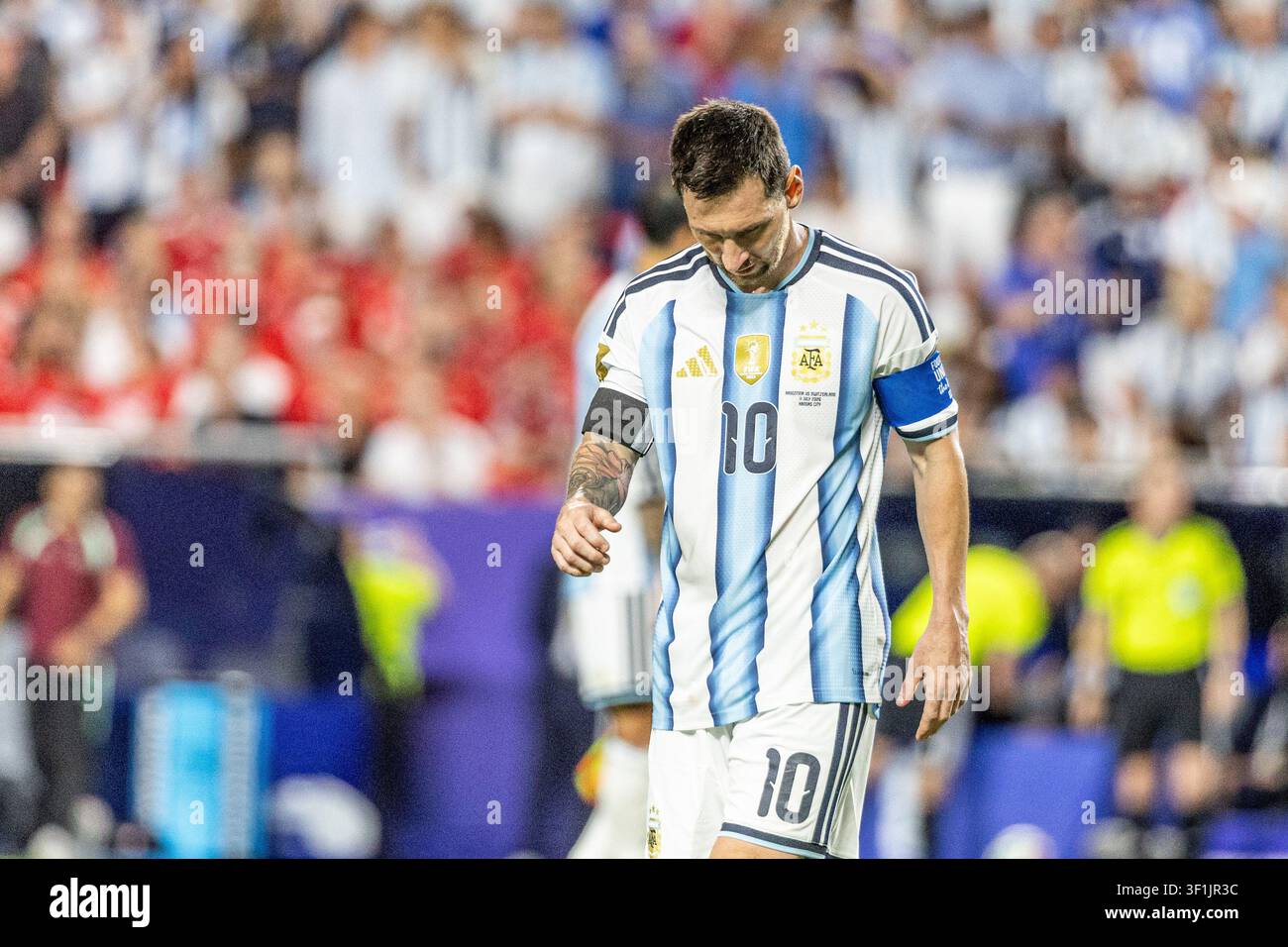 KANSAS, - 11 LUGLIO: Lionel Messi durante la partita degli ottavi di finale della Coppa del Mondo FIFA 2026 tra Argentina e Svizzera allo Kansas Stadium l'11 luglio 2026 i Foto Stock