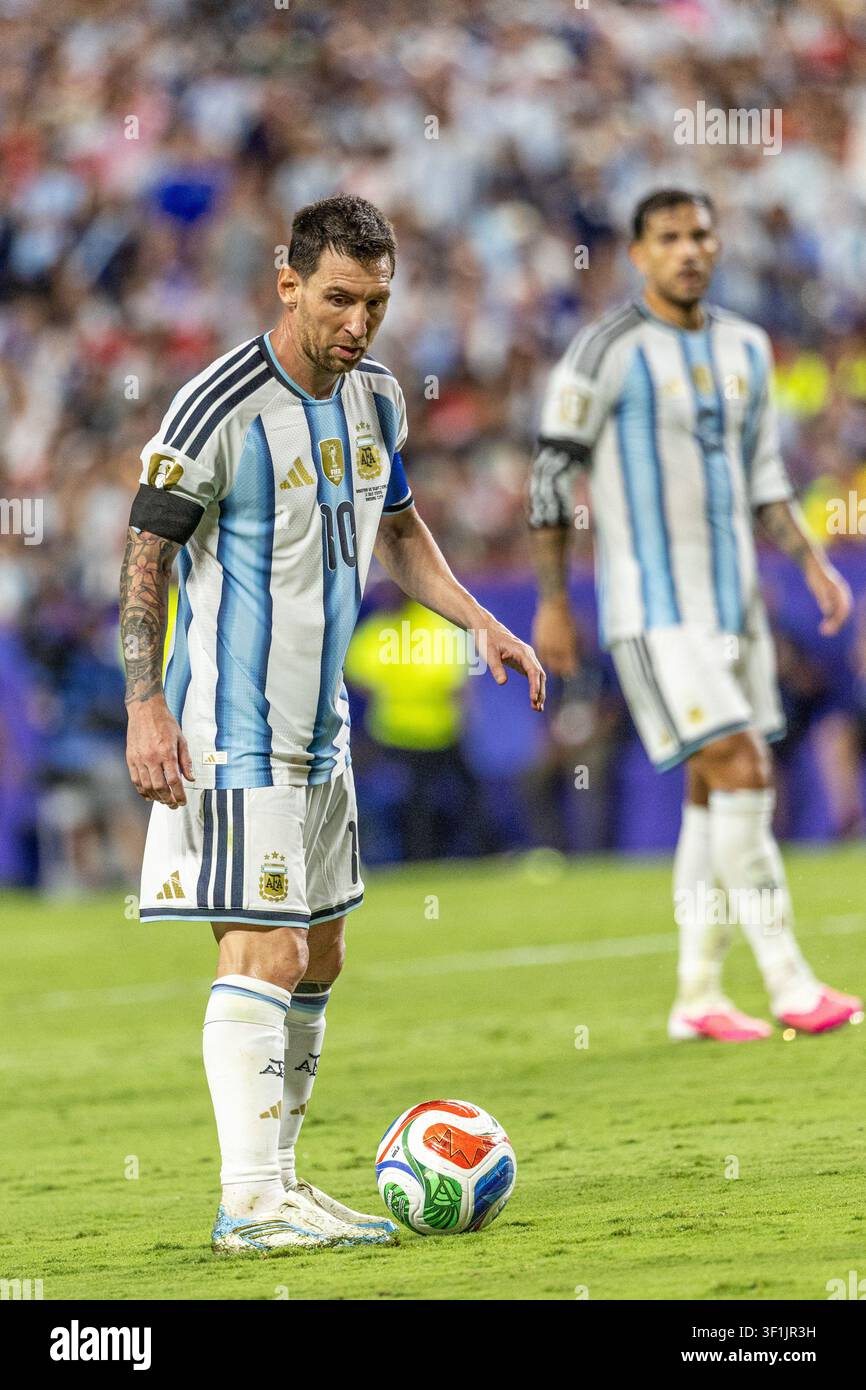 KANSAS, - 11 LUGLIO: Lionel Messi durante la partita degli ottavi di finale della Coppa del Mondo FIFA 2026 tra Argentina e Svizzera allo Kansas Stadium l'11 luglio 2026 i Foto Stock