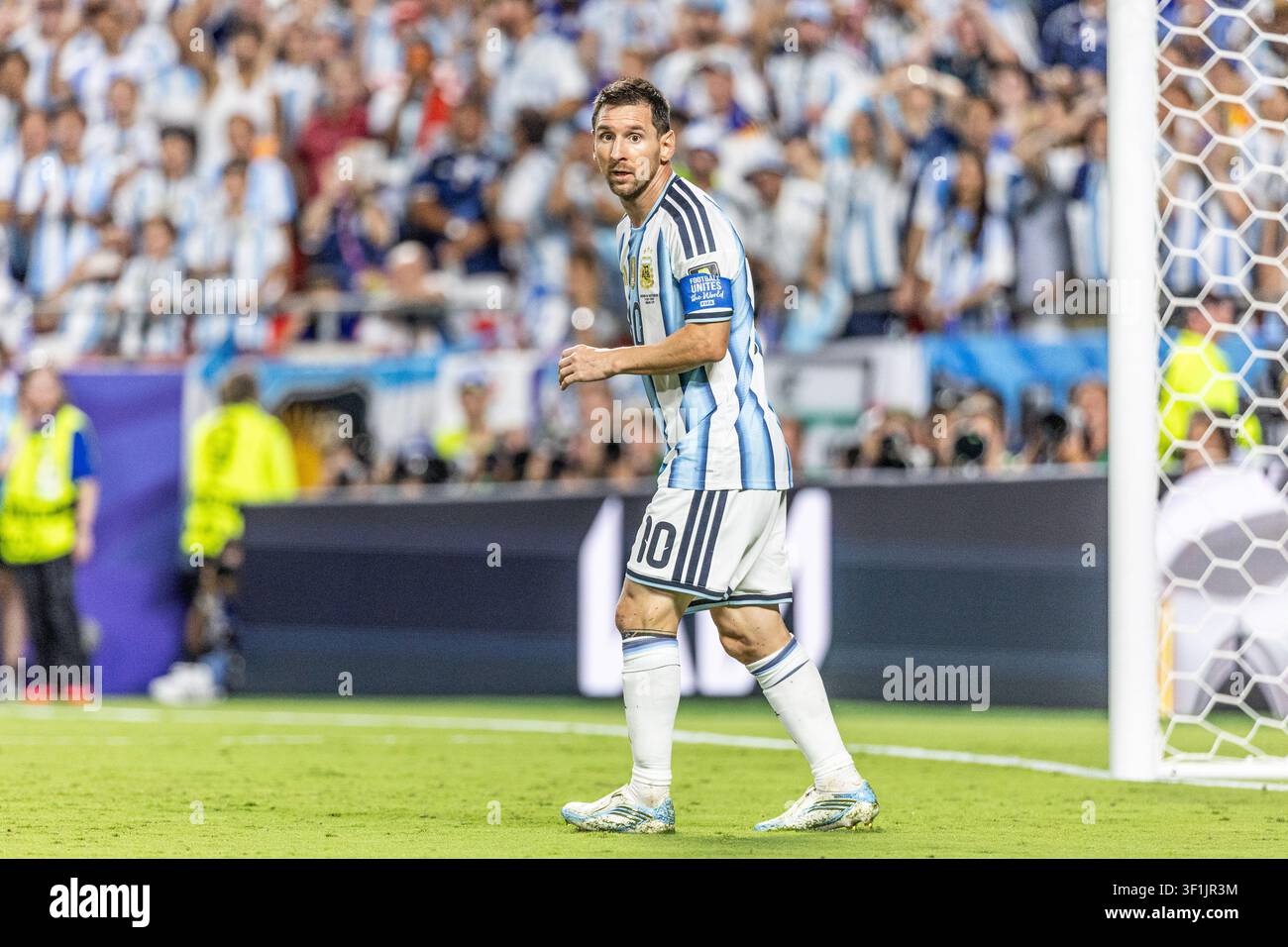 KANSAS, - 11 LUGLIO: Lionel Messi durante la partita degli ottavi di finale della Coppa del Mondo FIFA 2026 tra Argentina e Svizzera allo Kansas Stadium l'11 luglio 2026 i Foto Stock