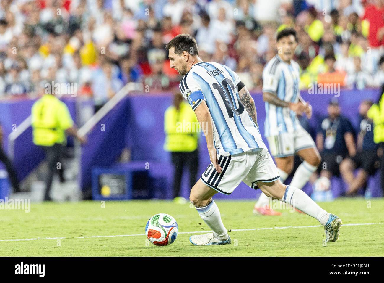 KANSAS, - 11 LUGLIO: Lionel Messi durante la partita degli ottavi di finale della Coppa del Mondo FIFA 2026 tra Argentina e Svizzera allo Kansas Stadium l'11 luglio 2026 i Foto Stock