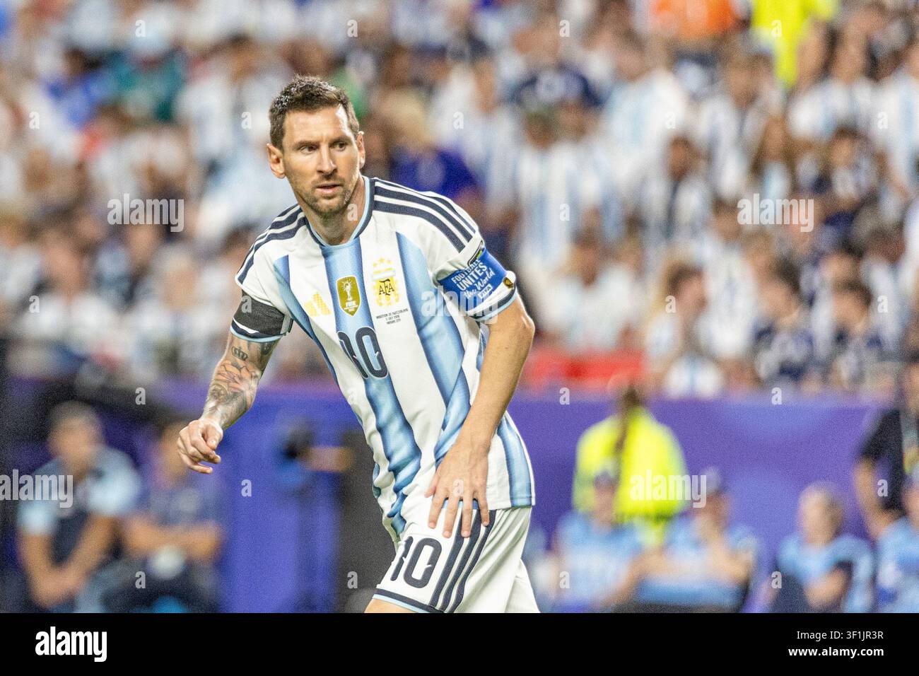 KANSAS, - 11 LUGLIO: Lionel Messi durante la partita degli ottavi di finale della Coppa del Mondo FIFA 2026 tra Argentina e Svizzera allo Kansas Stadium l'11 luglio 2026 i Foto Stock