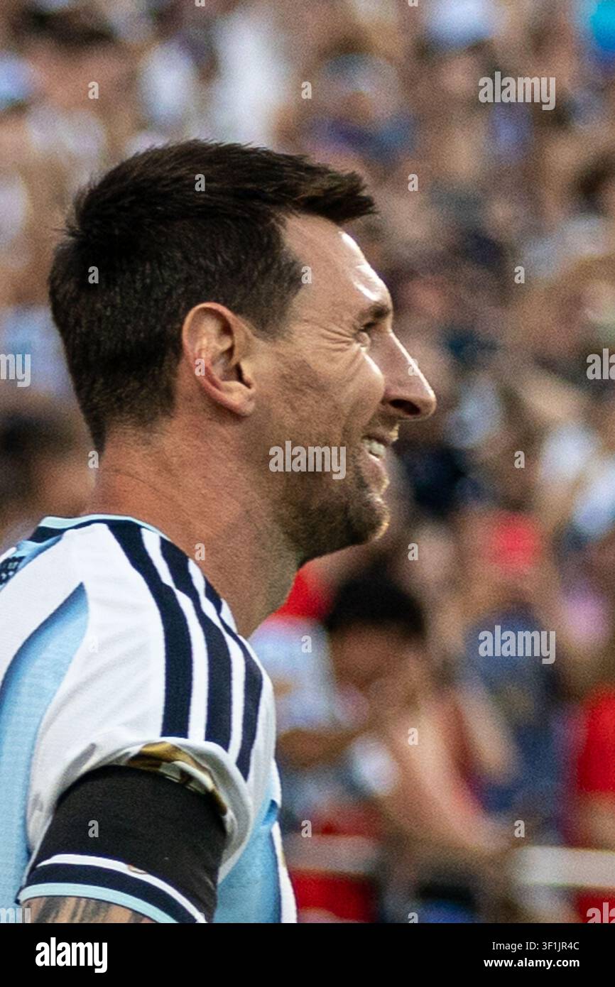 KANSAS, - 11 LUGLIO: Lionel Messi durante la partita degli ottavi di finale della Coppa del Mondo FIFA 2026 tra Argentina e Svizzera allo Kansas Stadium l'11 luglio 2026 i Foto Stock