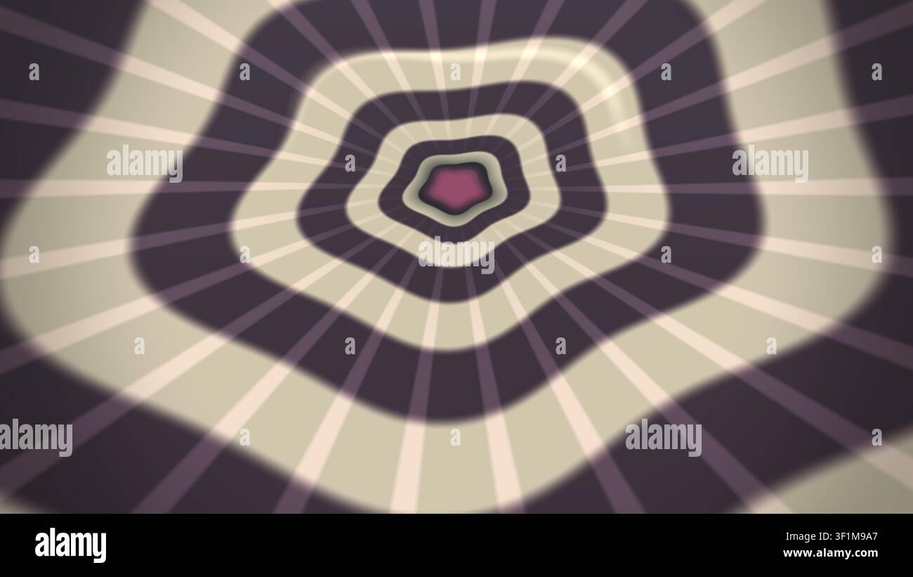 Il design presenta una serie di forme a spirale concentriche che irradiano verso l'interno. I colori sono neutri, creando un effetto visivo sottile. Il motivo attira Foto Stock