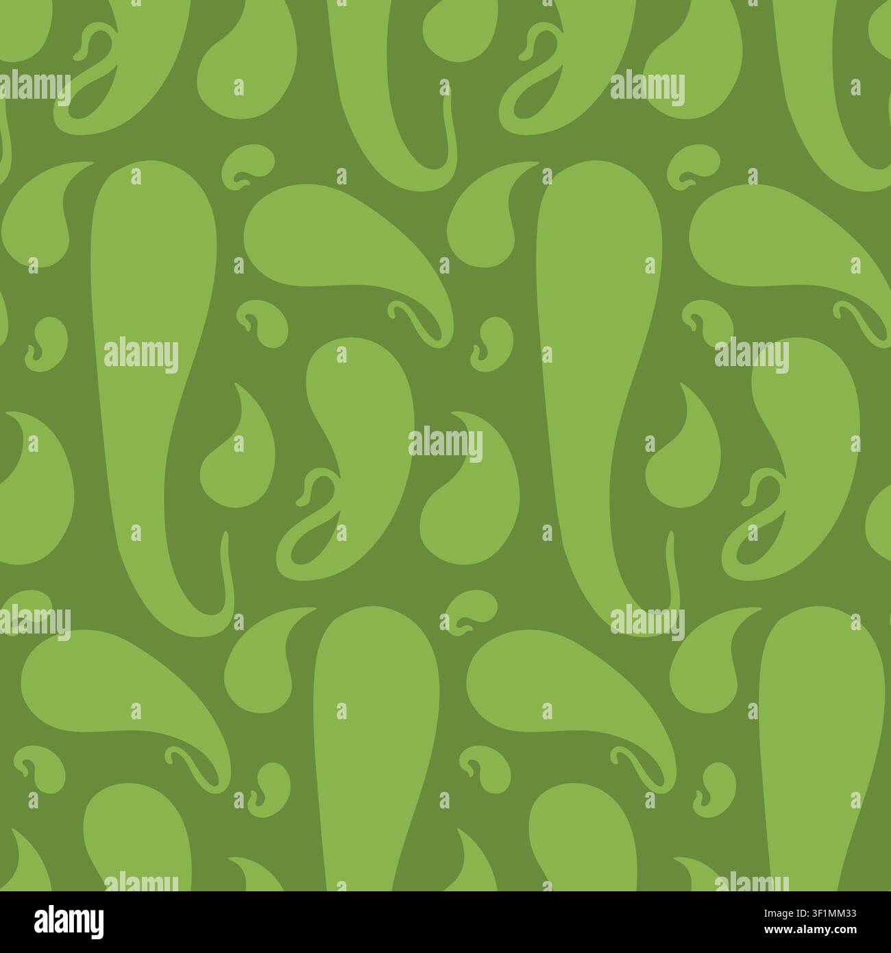 Modello senza cuciture con silhouette di Paisley verde disegnato a mano Illustrazione Vettoriale