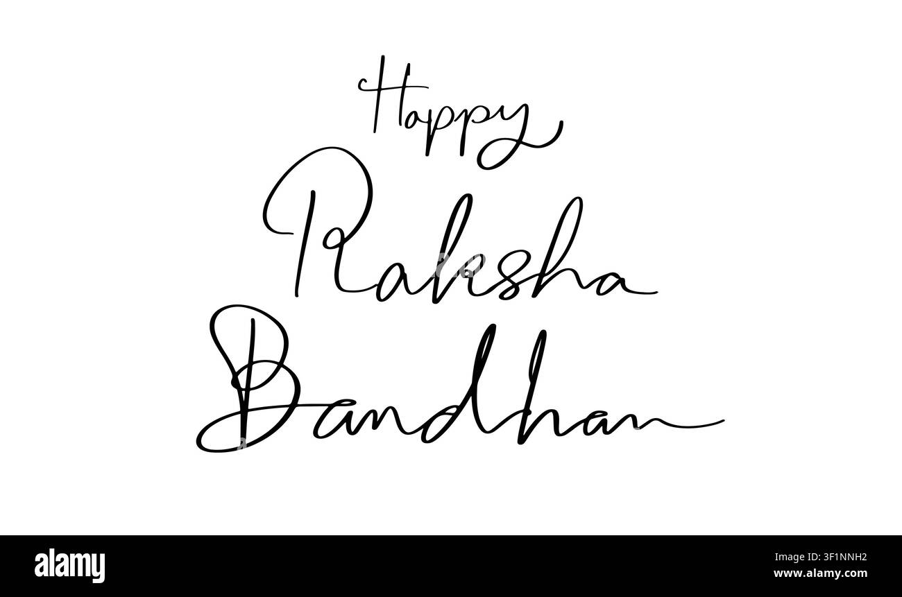 Carattere testo “Happy Raksha Bandhan” calligrafia scritta a mano lettere oggetto di colore nero icona Happy Raksha Bandhan India religione indù cerimonia Foto Stock