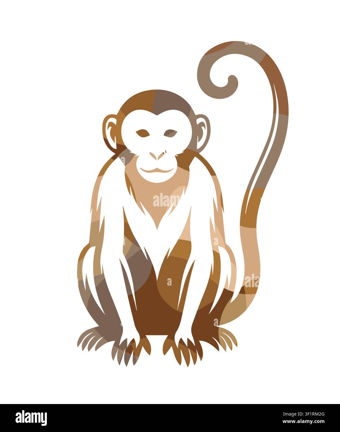 Biglietto di auguri di Buon Anno del scimmia 2028 per l'Anno della scimmia marrone secondo il calendario cinese. Disegnato a mano. Non AI, vettore Illustrazione Vettoriale
