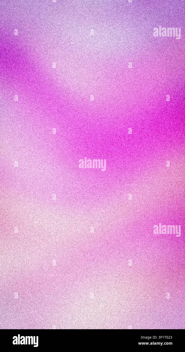 Sfondo astratto verticale morbido con una sfumatura luminosa e granulosa: magenta, rosa acceso e viola chiaro che sfumano in un bianco crema Foto Stock