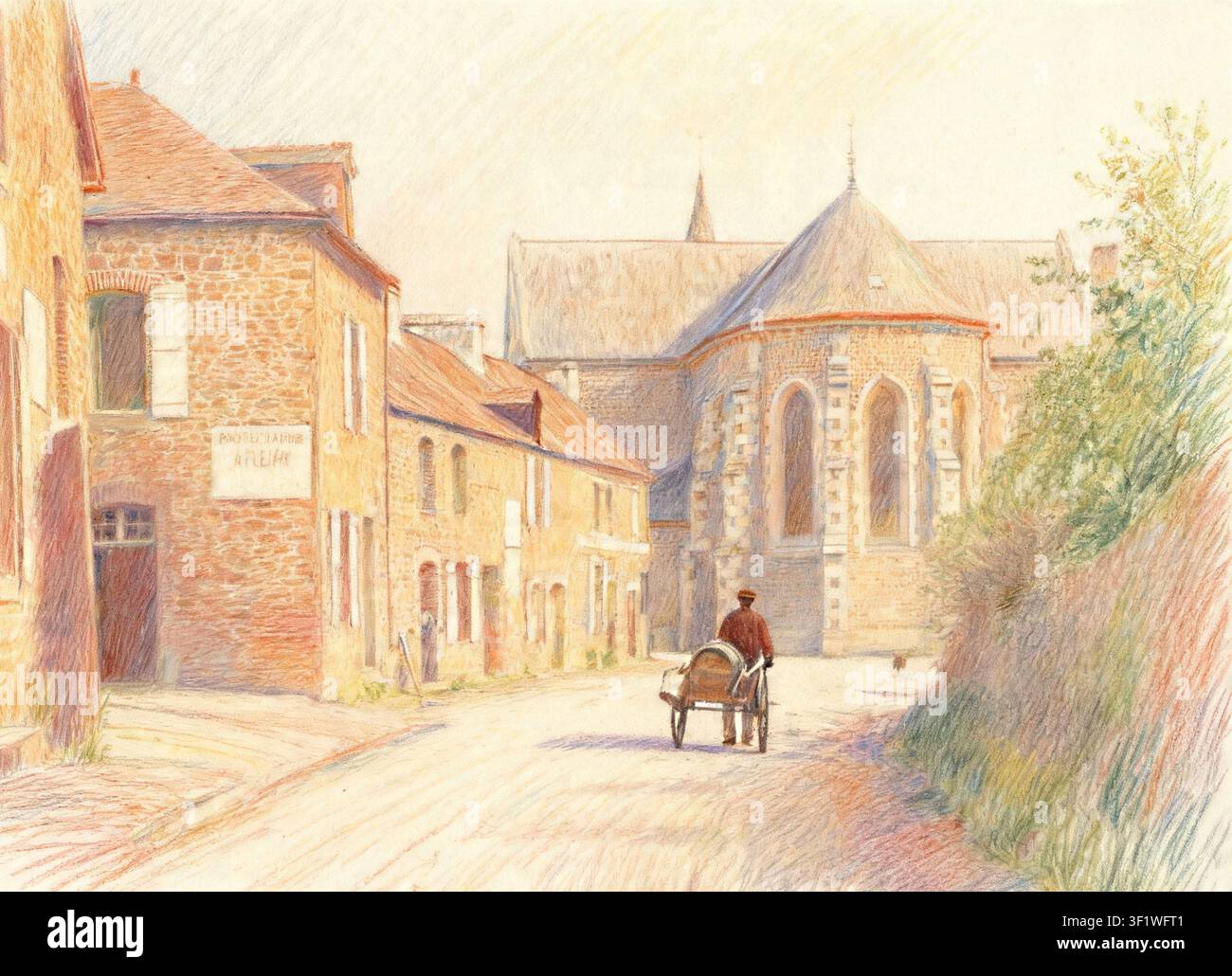 Luitré - Ille et Vilaine - Francia - rue de l'église Foto Stock
