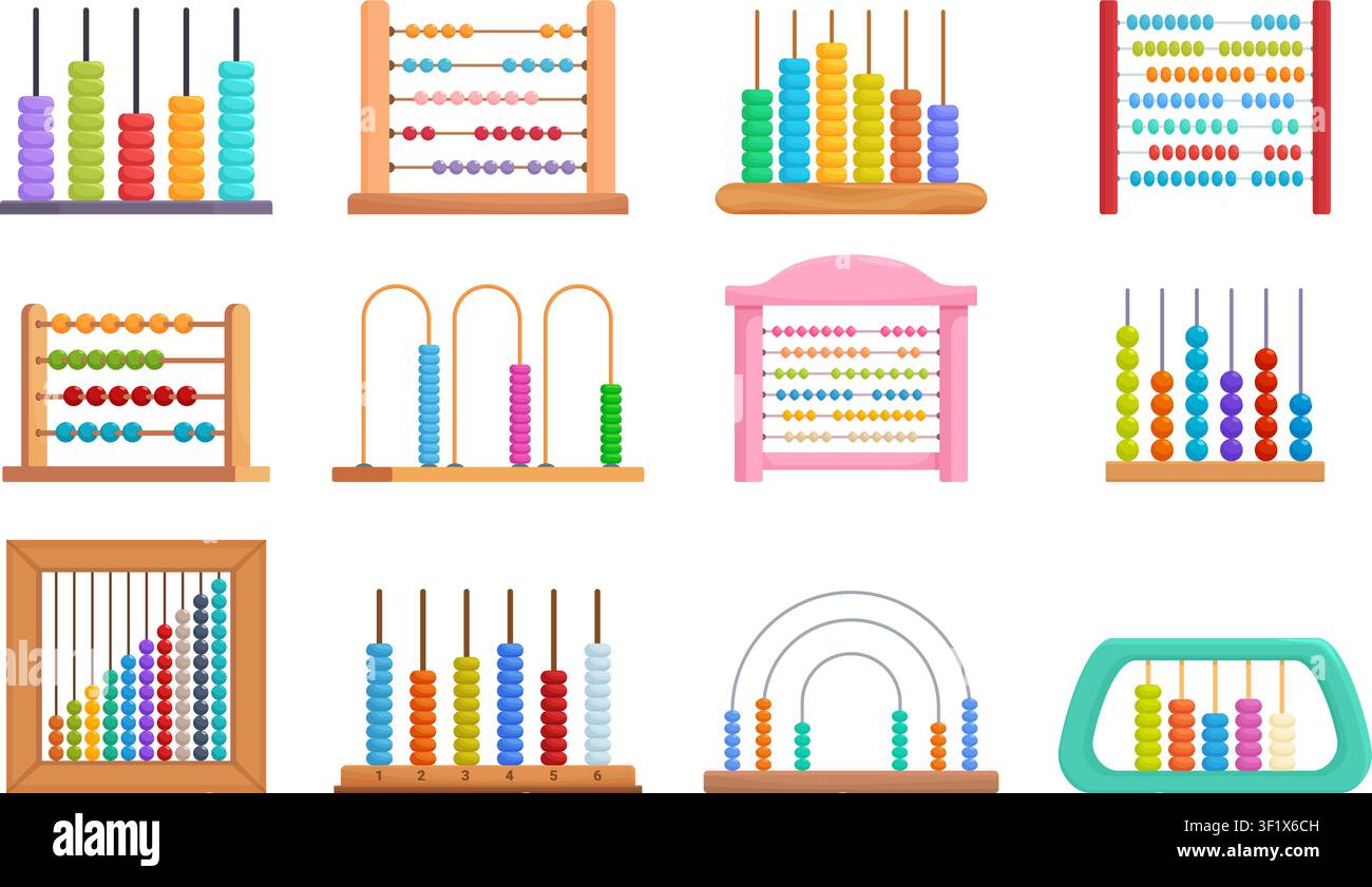 Abaco colorato per bambini. Strumenti per insegnare l'aritmetica e il conteggio ai bambini piccoli. Accessori matematici per le lezioni. Abaco vettoriale dai colori vivaci Illustrazione Vettoriale