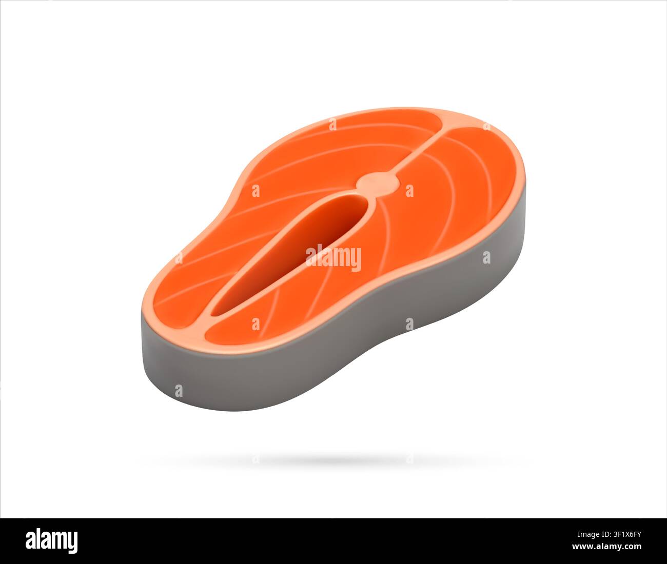 Fetta di bistecca di salmone icona 3D Illustrazione Vettoriale