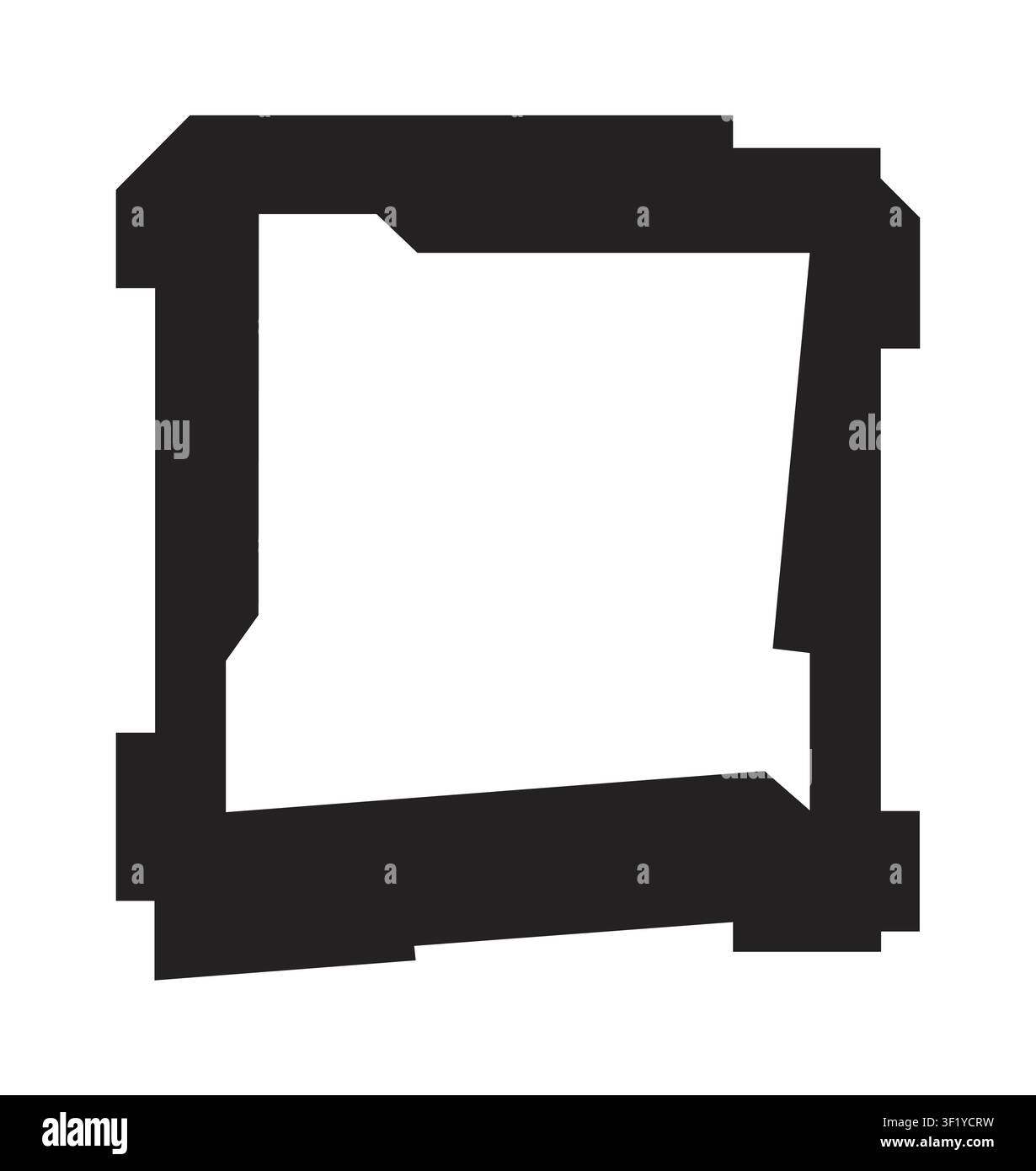 Cornice quadrata geometrica astratta con angoli angolari, modello di bordo moderno e contorno grafico audace per poster, social media e layout creativi. Illustrazione Vettoriale