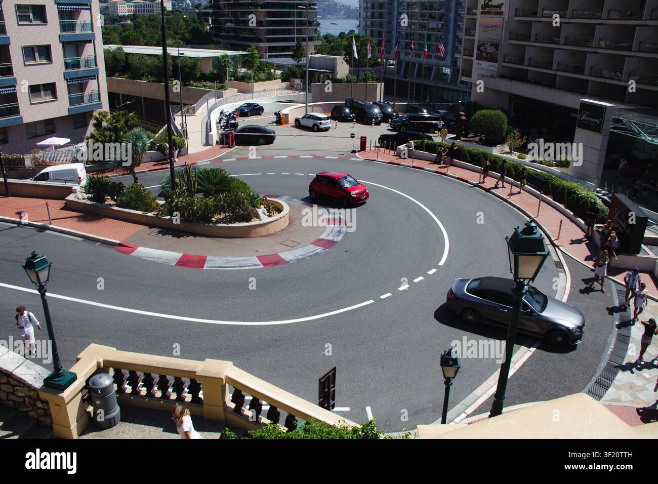 la famosa curva del circuito di F1 a Monaco Foto Stock
