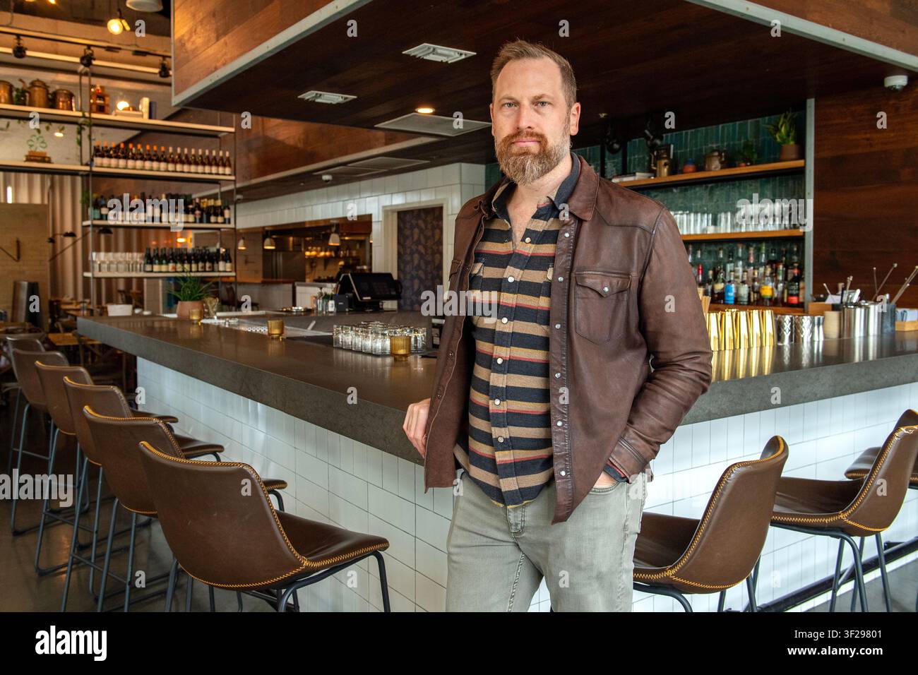 Chef Kevin Fink di Emmer & Rye, Austin, Texas, 8 gennaio 2025. (Foto di John Anderson) Foto Stock