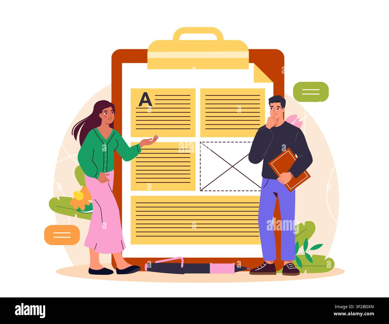 Concetto di revisione di libri di riferimento e documenti Illustrazione Vettoriale