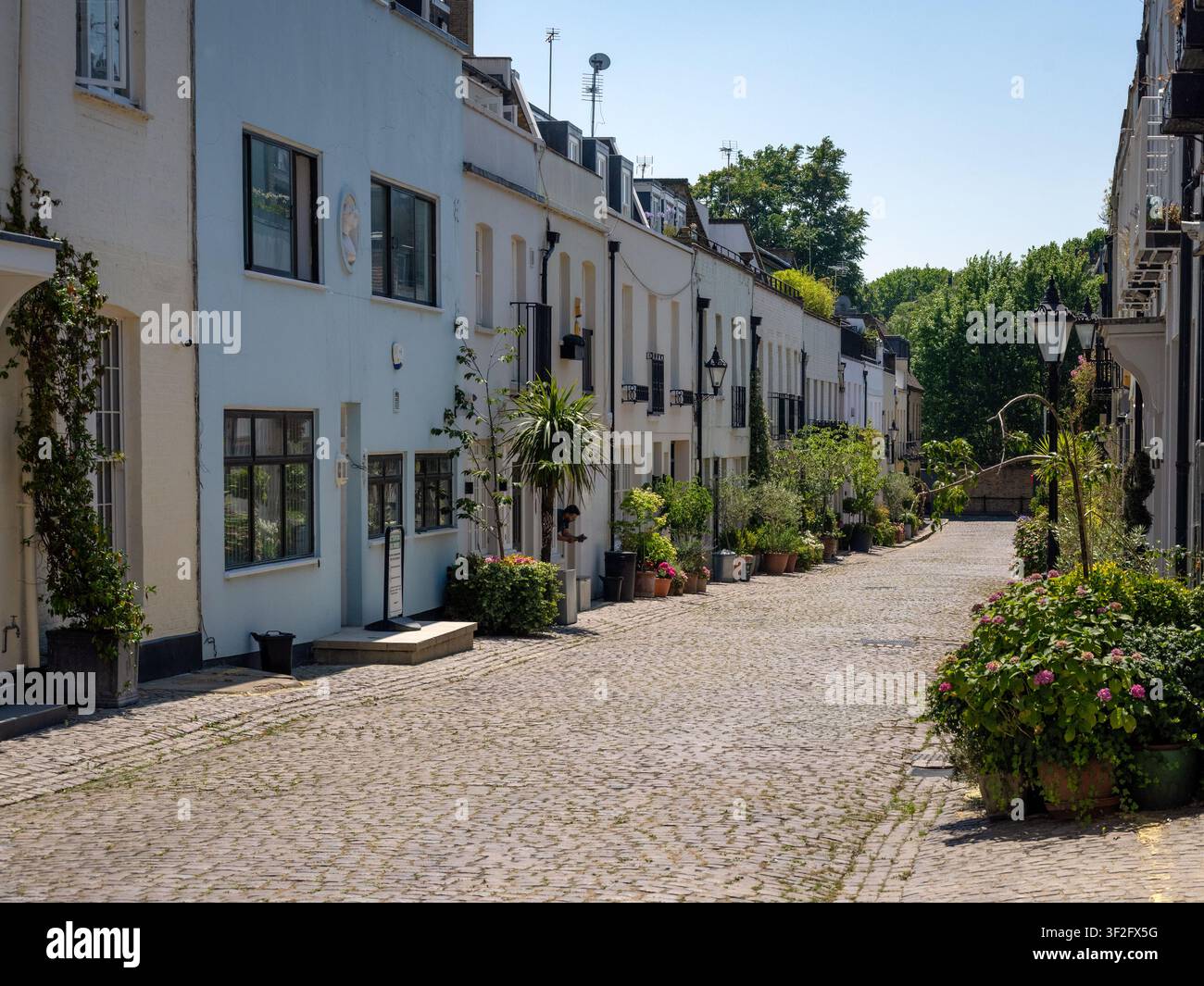 LONDRA, REGNO UNITO - 11 LUGLIO 2026: Belle case a Ennismore Mews, Knightsbridge Foto Stock