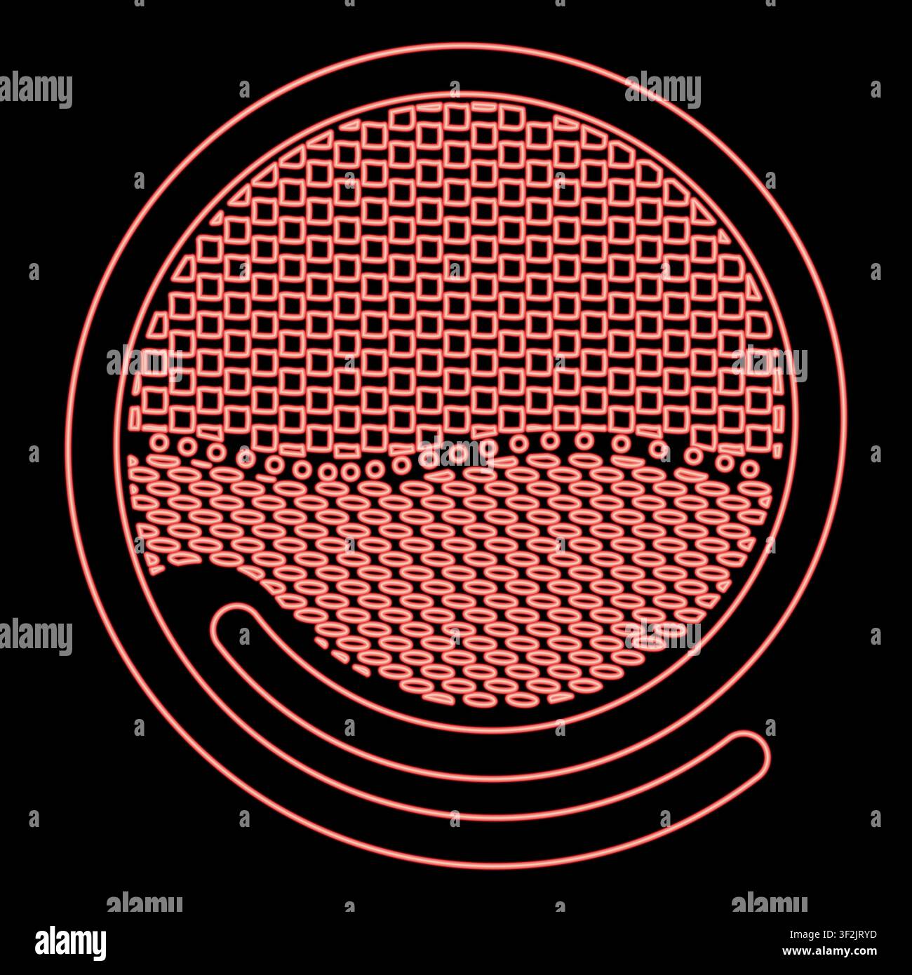 Illustrazione vettoriale neon di cibo giapponese a base di sushi, colore rosso, stile piatto leggero Illustrazione Vettoriale