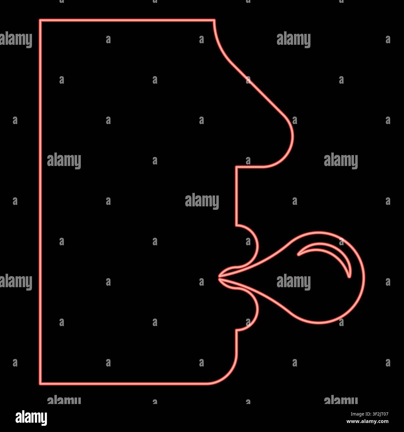 Uomo neon sta soffiando una bolla con gomma da masticare Testa uomo con gomma da masticare colore rosso illustrazione vettoriale immagine stile piatto luce Illustrazione Vettoriale