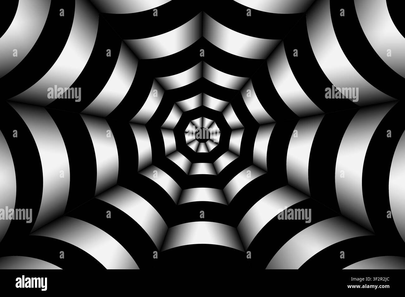 Doodle bianco e nero disegnato a mano illusione realistica 3D sfondo astratto. Motivo zendoodle futuristico. Concetto tecnologico di serpente. Illustrazione vettoriale Illustrazione Vettoriale