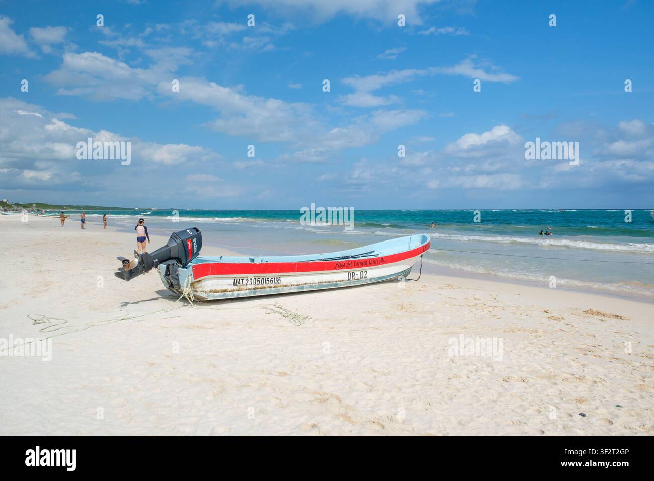 Paesaggio naturale di spiagge e palme a Tulum, Messico Foto Stock