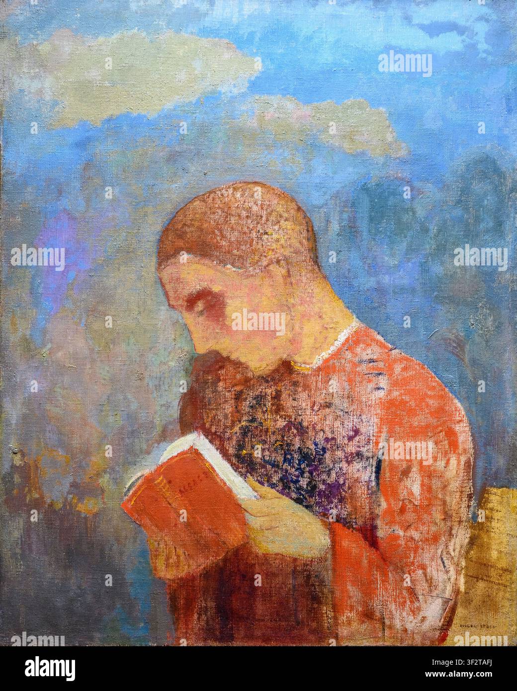 Odilon Redon, N 1840 - M 1916. Monaco alsaziano che legge, 1914 Olio su tela. Foto Stock