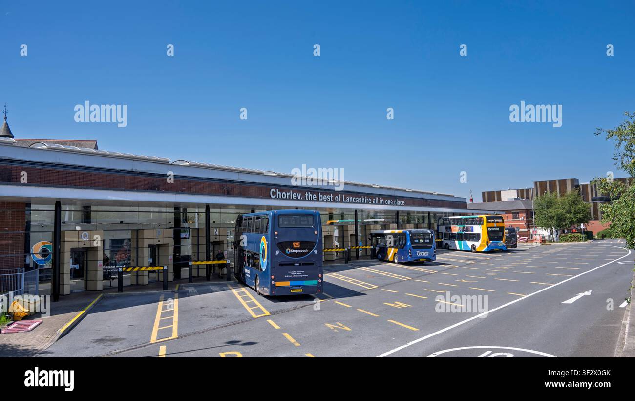 Stazione degli autobus di Chorley Lancashire Inghilterra Regno Unito. Chorley Il meglio del Lancashire in un unico posto Foto Stock