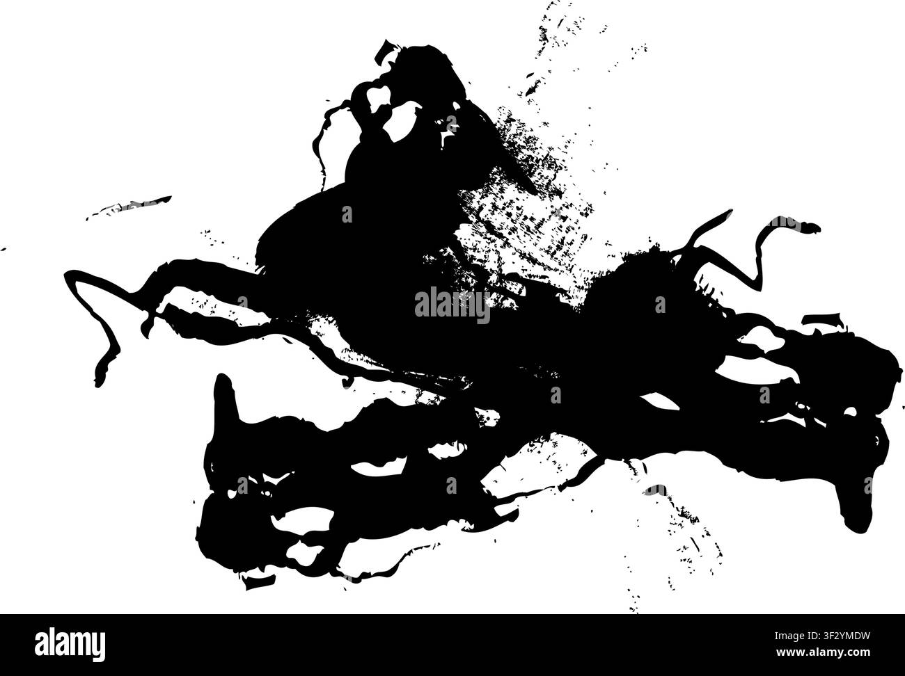 Modello di tratto a pennello con inchiostro nero disegnato a mano e pennello con schizzi grunge isolati su sfondo trasparente. Schizzi di vernice dettagliati. Tratto grunge Illustrazione Vettoriale