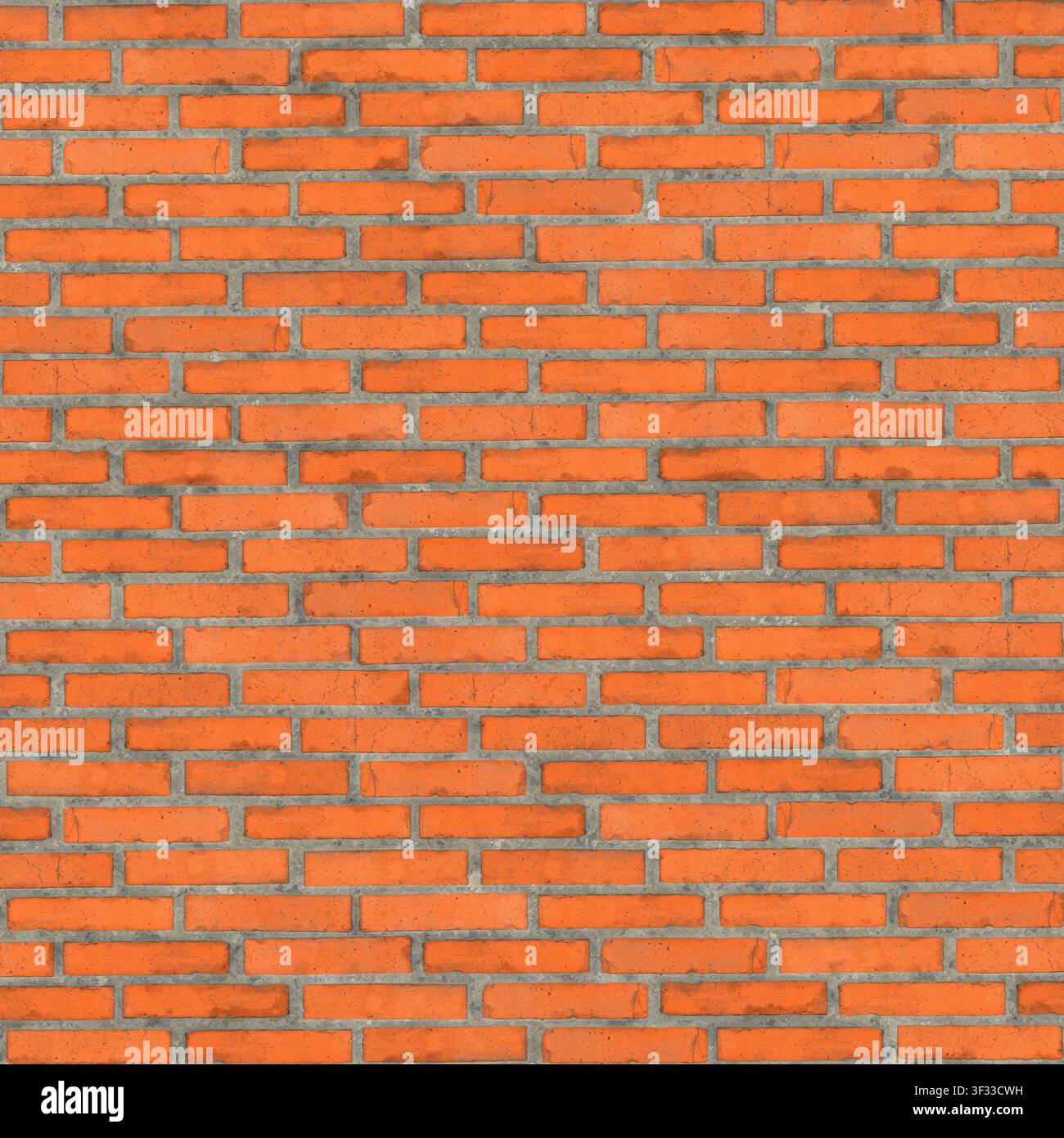 Una superficie strutturata di muro in mattoni rossi con linee di malta strette, ideale per la visualizzazione architettonica. Foto Stock