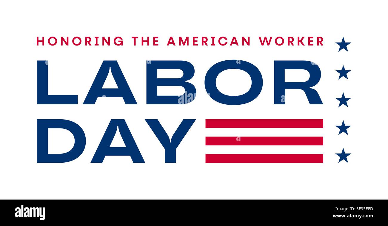 Logo testo Labor Day, tipografia USA Labor Day isolata Illustrazione Vettoriale