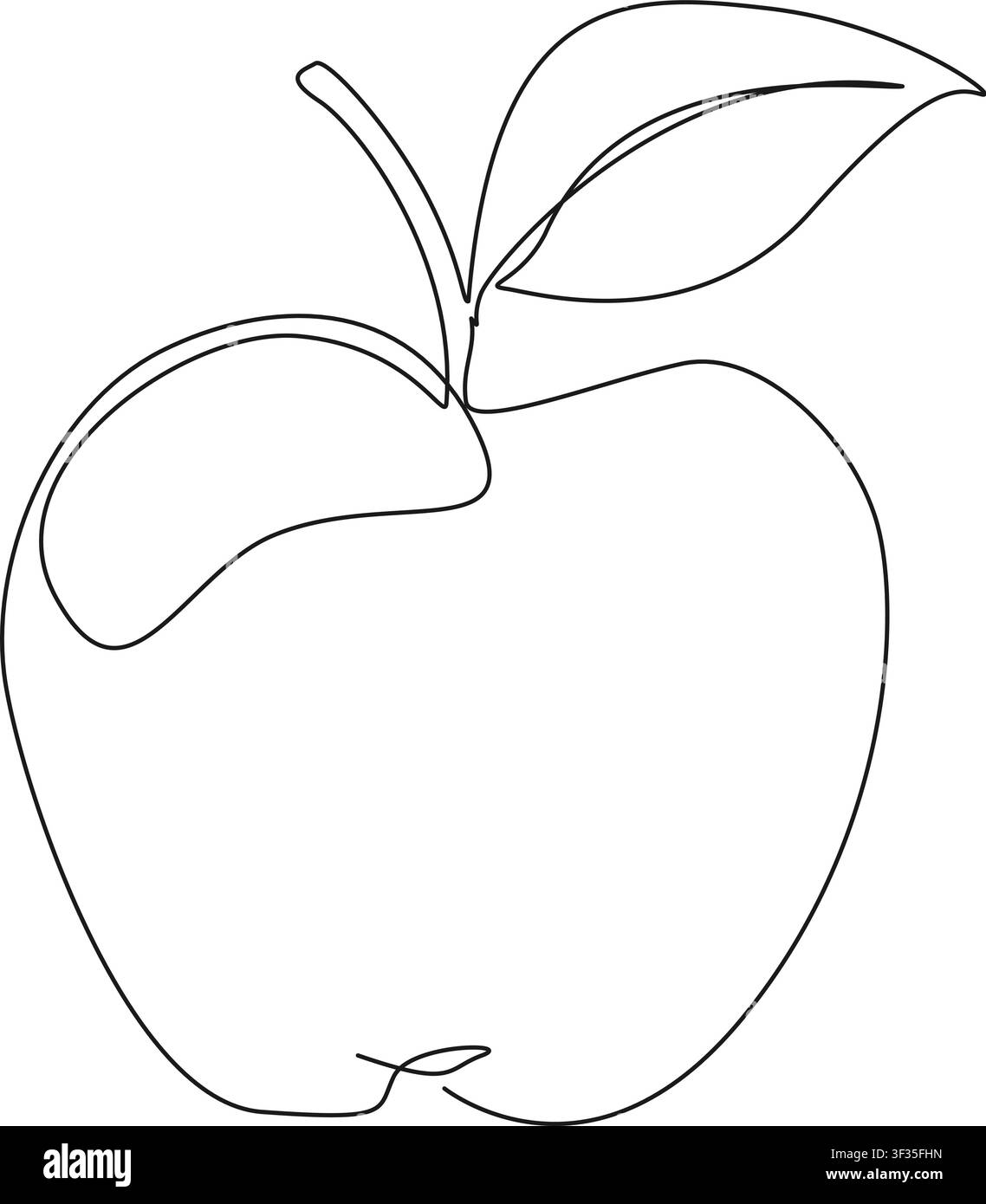 disegno a linea continua di una mela, illustrazione vettoriale in arte lineare Illustrazione Vettoriale