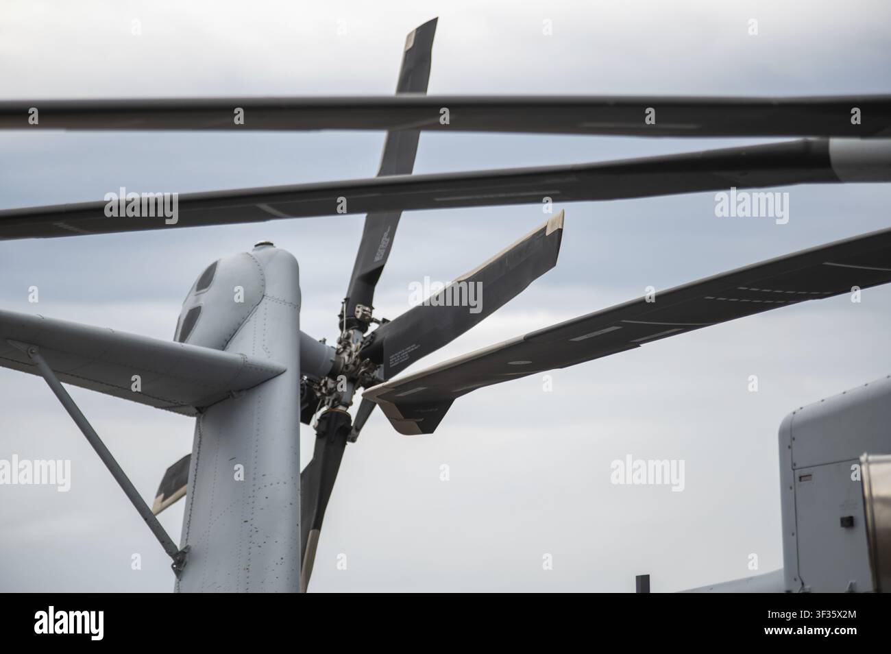 Cherry Point, Carolina del Nord - 9 maggio 2026: Rotore CH-53E Super Stallion e dettagli meccanici esposti Foto Stock