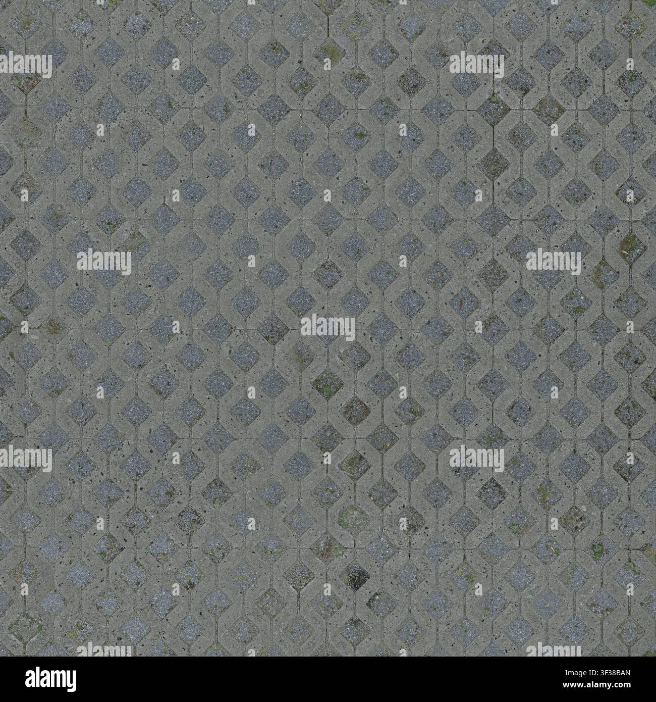 Vista dall'alto di lastroni in cemento permeabile a motivo di diamante per vialetti e superfici di parcheggio ecologici. Foto Stock