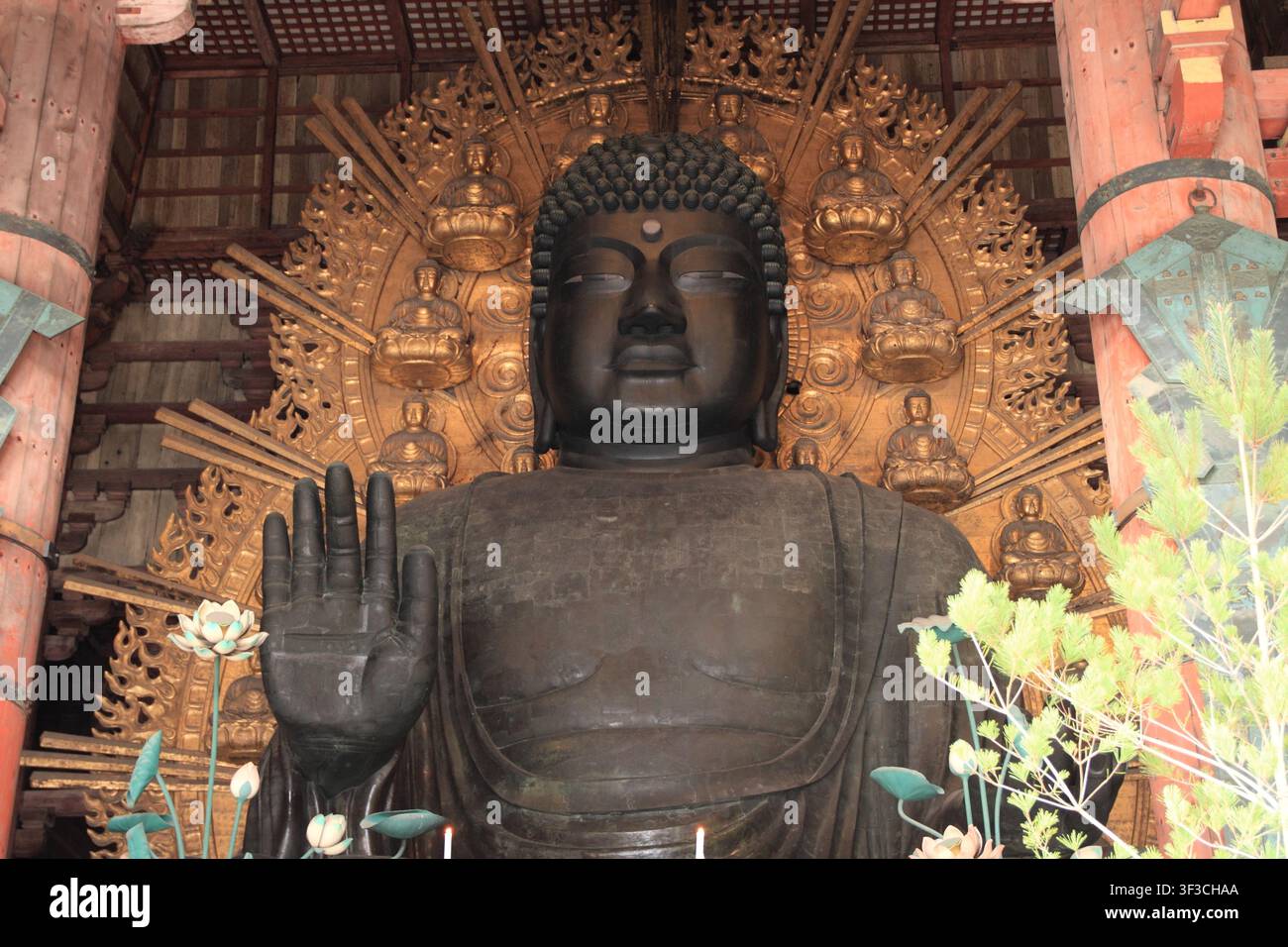 Il Grande Buddha di Todai ji a Nara, Giappone Foto Stock