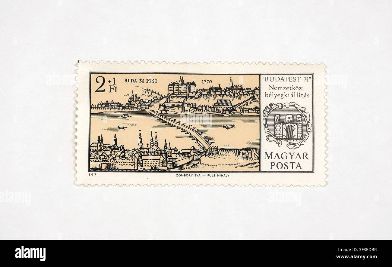 100 anni del francobollo ungherese - Esposizione internazionale del francobollo Budapest francobollo - 1971, Poste ungheresi, Magyar Posta, Ungheria, Europa Foto Stock
