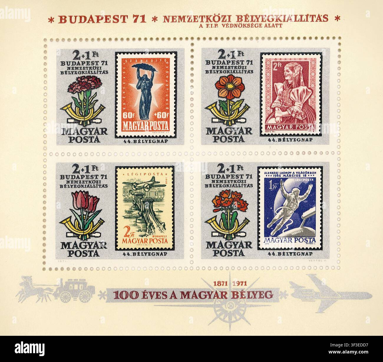 BUDAPEST 71 - Esposizione internazionale di francobolli - 44° Giorno del francobollo francobollo - 1971, Posta ungherese, Magyar Posta, Ungheria, Magyarország, Europa Foto Stock