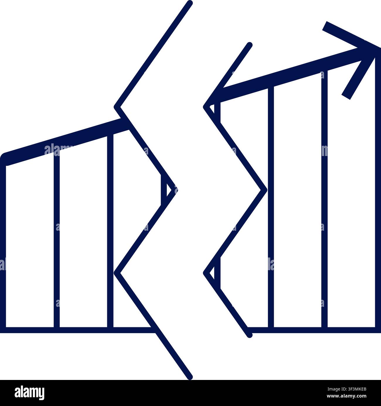 Icona di divisione azionaria con grafico a barre e freccia di crescita. Illustrazione vettoriale, design piatto Illustrazione Vettoriale