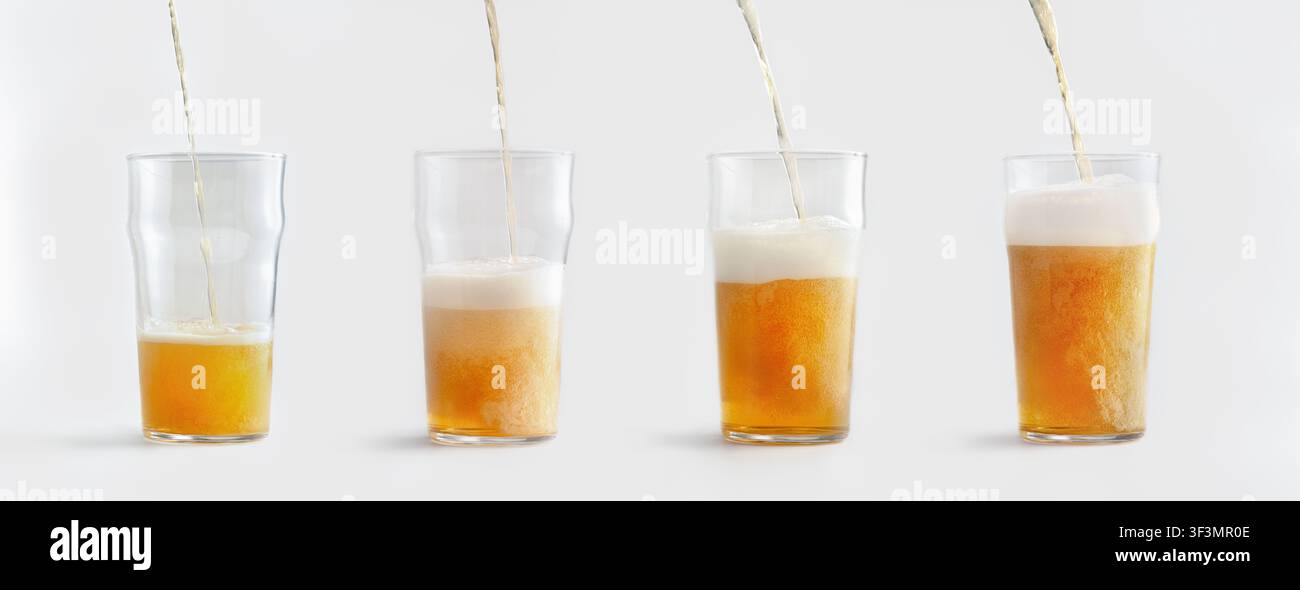 Birra da versare per clienti, aziende moderne e annunci pubblicitari Foto Stock