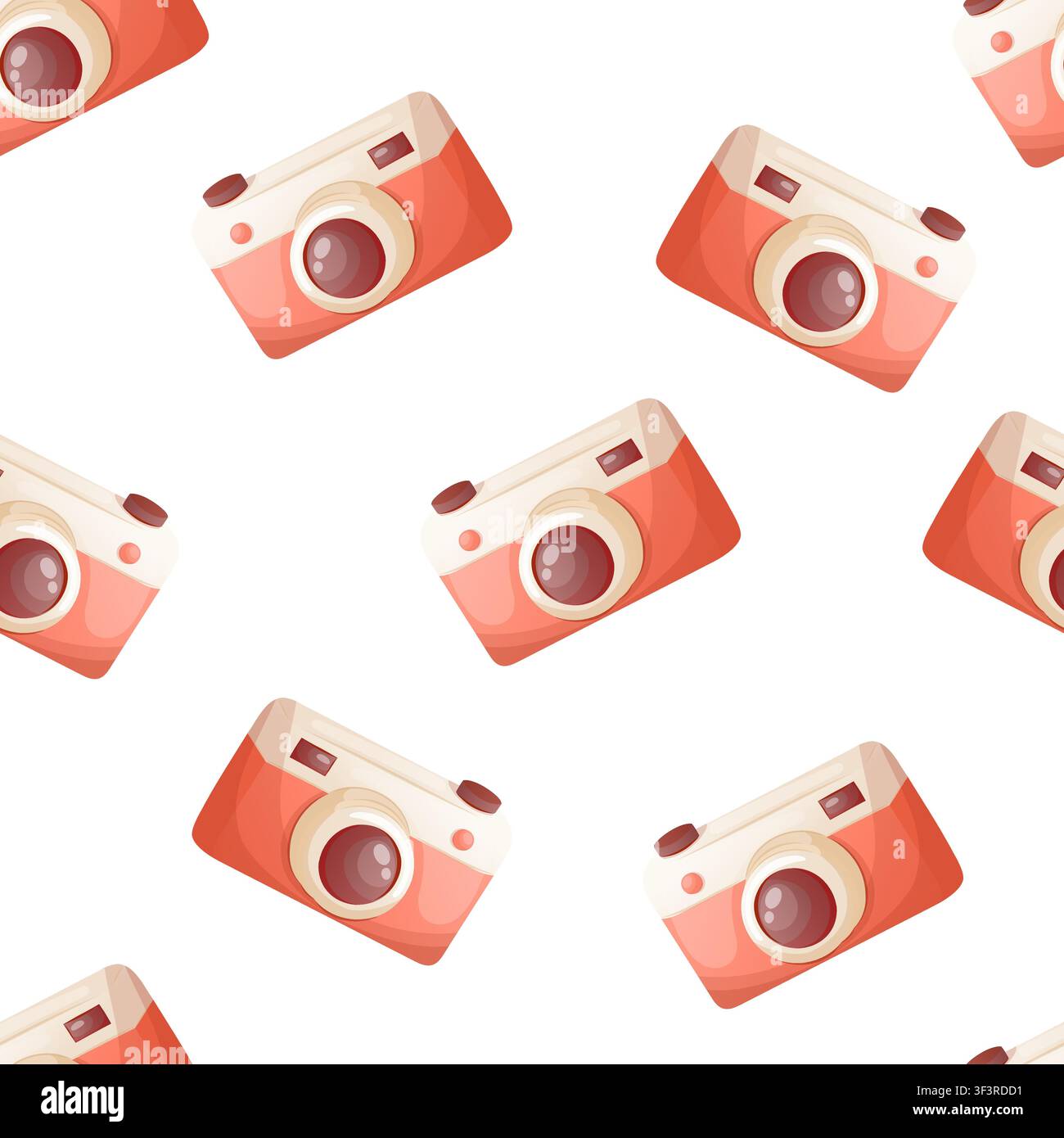 Un motivo vettoriale senza cuciture con fotocamere Illustrazione Vettoriale