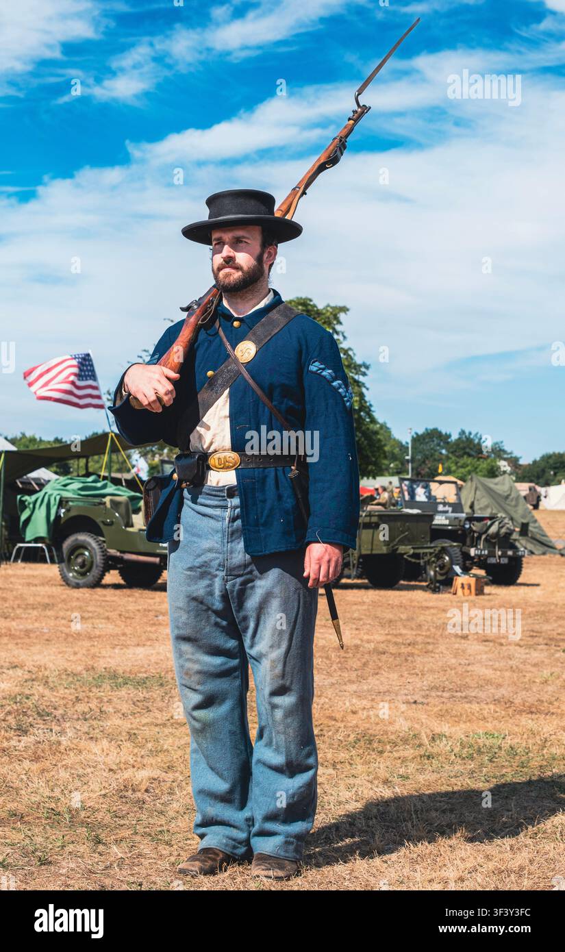 ???? è visto durante lo Suffolk Military Show. Questo evento di storia militare riunisce oltre 1.000 rievocatori, centinaia di veicoli militari, livi Foto Stock