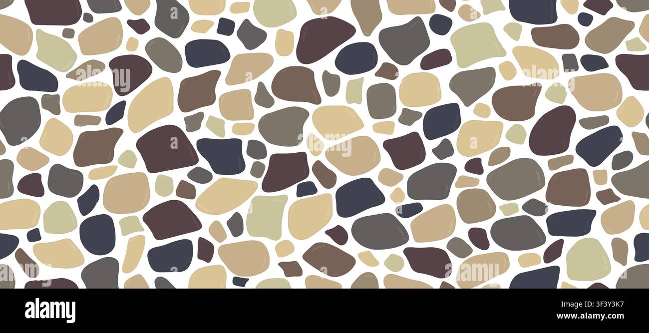 Texture in pietra stile italiano senza giunzioni. Motivo di pavimentazione a piastrelle. Sfondo pavimento roccioso. Vecchia parete di roccia. Illustrazione vettoriale Illustrazione Vettoriale
