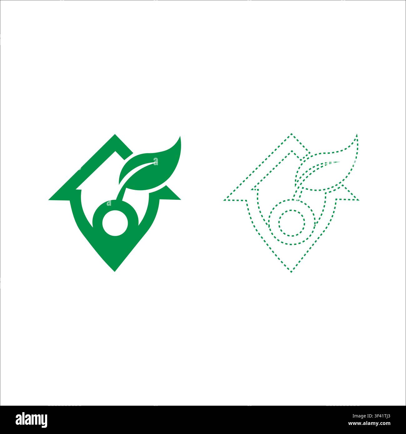 Emblema a forma di foglia verde per casa – design di logo vettoriale ecologico Illustrazione Vettoriale