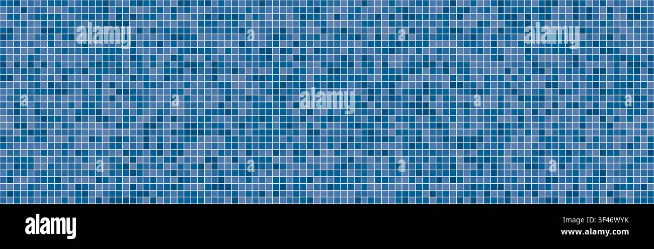 Sfondo mosaico pixel astratto, quadrati e piastrelle sfumati in tonalità blu con texture geometrica. Illustrazione vettoriale di sfondo Illustrazione Vettoriale