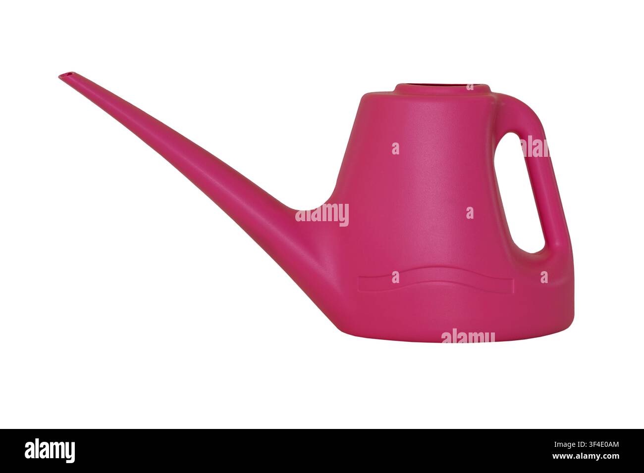 annaffiatoio di plastica rosa per piante d'appartamento isolato su sfondo bianco Foto Stock