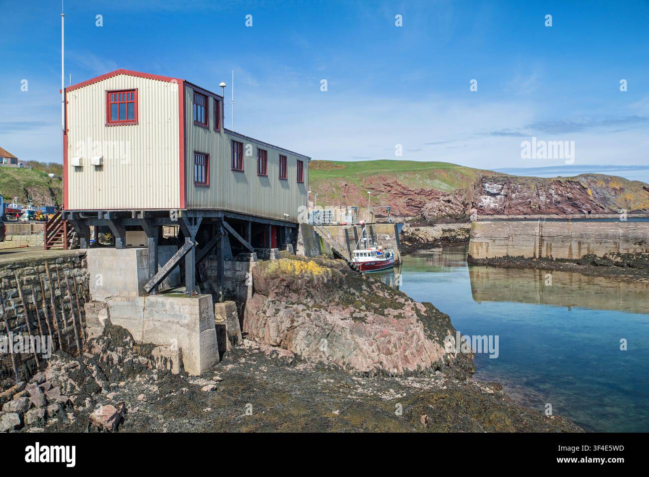 La stazione di salvataggio indipendente di Saint Abbs sulla costa orientale della Scozia Foto Stock
