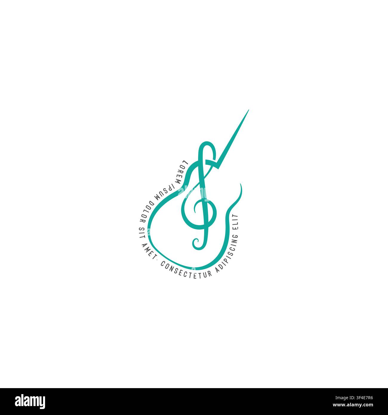 Chitarra acustica chiave di sol violino strumento musicale per scuola di musica accademia studio di registrazione intrattenimento festival Illustrazione Vettoriale