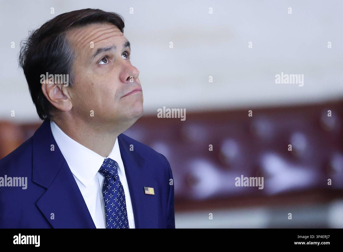 Washington, Stati Uniti. 28 luglio 2026. WASHINGTON, DC - 28 LUGLIO: Il procuratore generale ad interim Todd Blanche partecipa a un tributo commemorativo per il defunto senatore statunitense Lindsey Graham (R-SC) nella Rotonda del Campidoglio degli Stati Uniti il 28 luglio 2026 a Washington, DC. Graham, eletto al Senato nel 2002, è morto improvvisamente l'11 luglio per una dissezione dell'aorta. Aveva 71 anni. (Foto di Win McNamee/Getty Images) Credit: UPI/Alamy Live News Foto Stock
