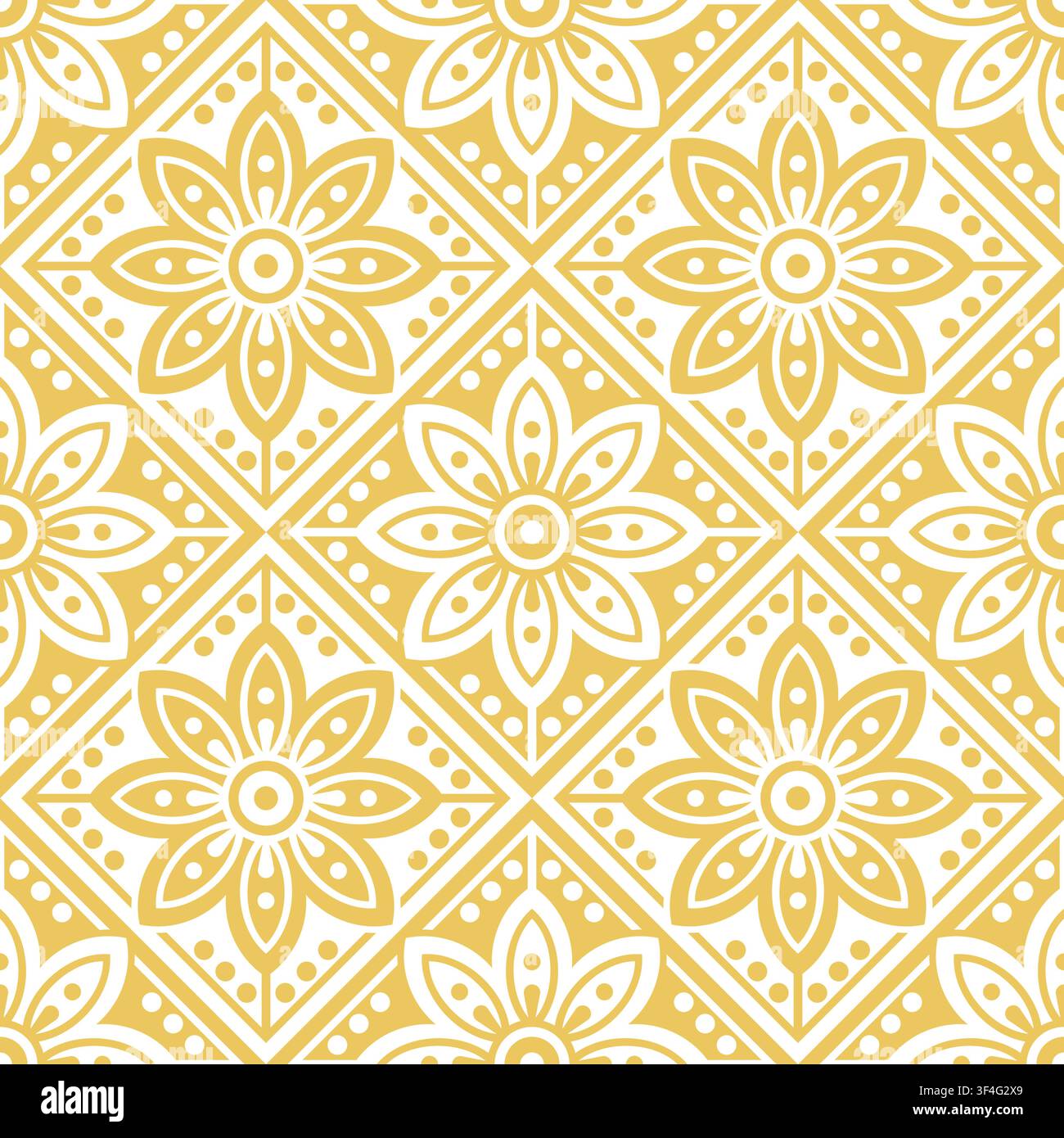 Modello floreale astratto monocromatico, colori pastello attenuati – giallo senape e bianco, illustrazione vettoriale senza cuciture Illustrazione Vettoriale