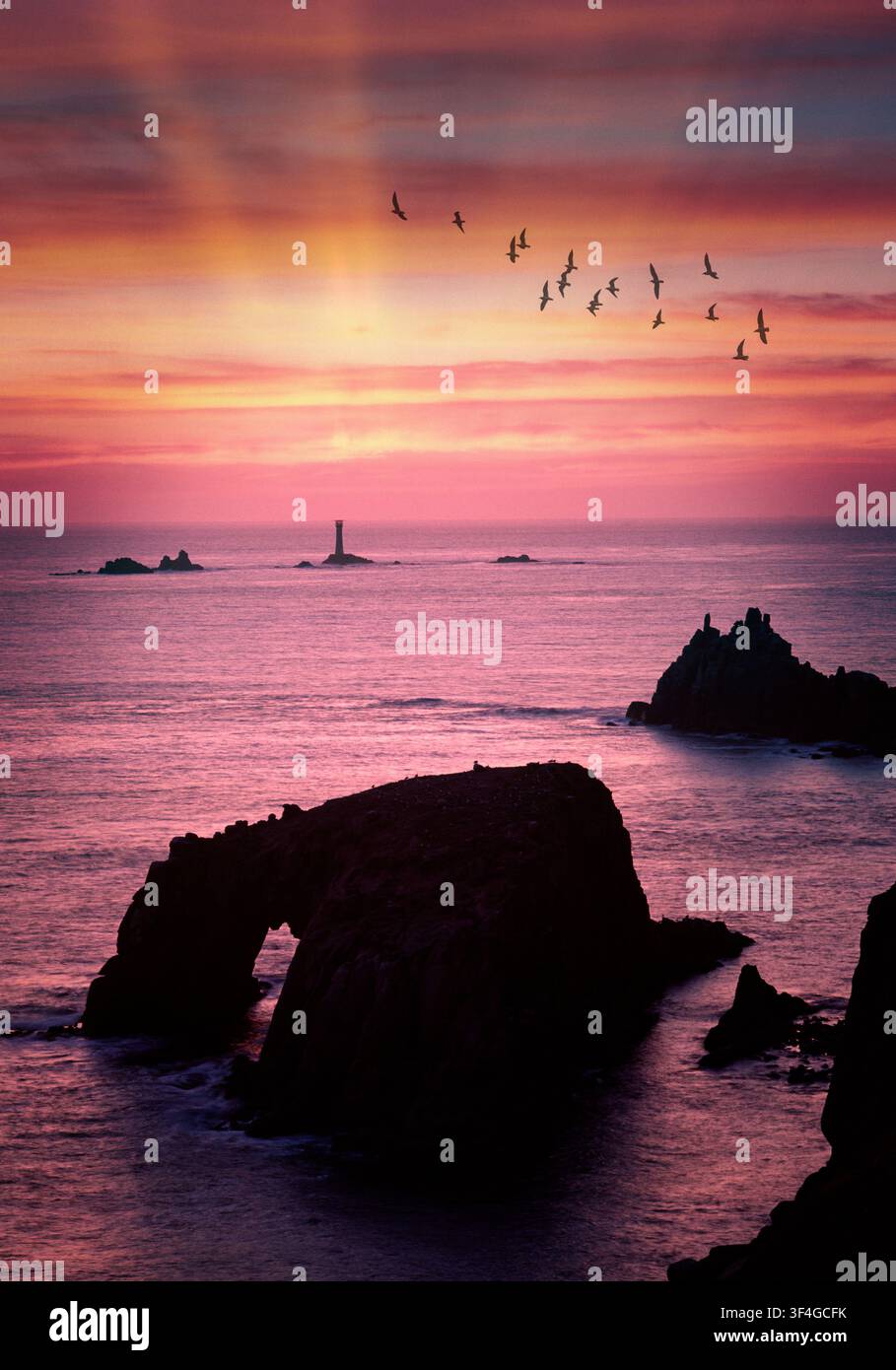 GB - CORNWALL: Tramonto a Land's End Foto Stock