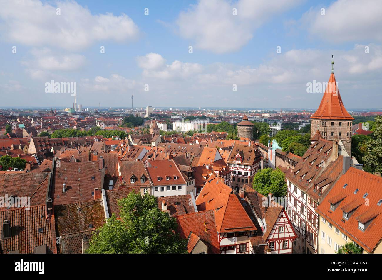 Vista della vecchia città di Norimberga dal castello Foto Stock